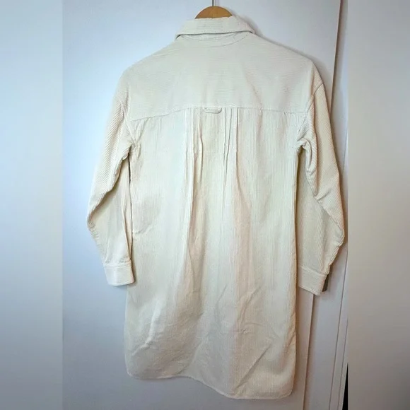 MADEWELL Mini Shirtdress, Corduroy, White/Cream, XXS - Picture 6 of 13